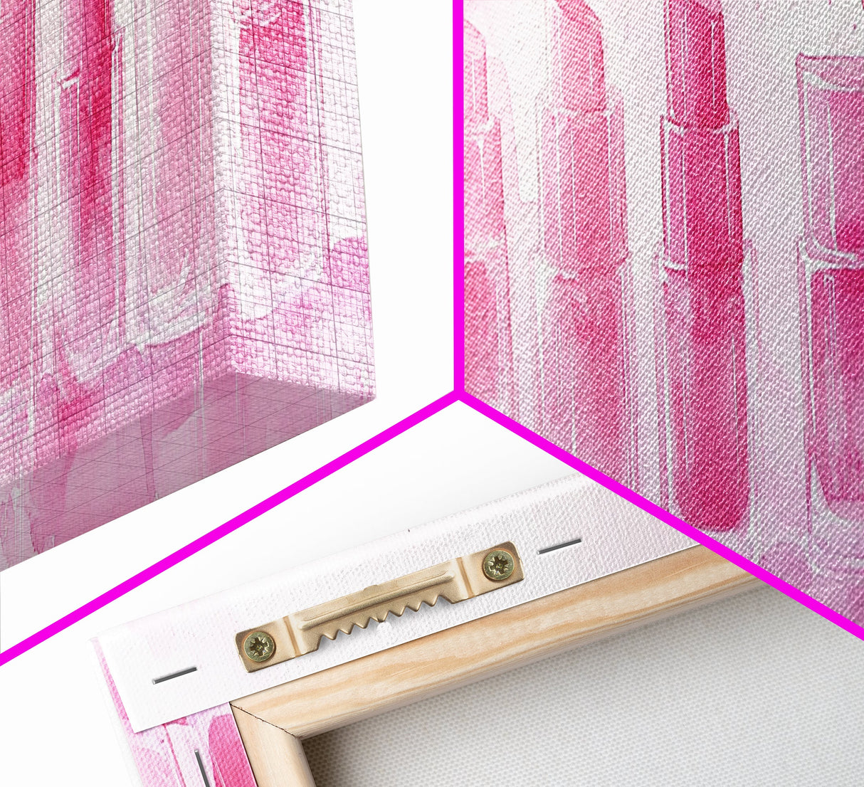 Pink Lipstick Wall Art, Canvas Print, Feminine Beauty Decor, Whimsical Art, Perfect Gift Idea, Above Desk Artwork, Makeup Room Style