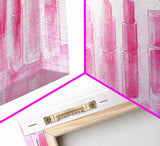 Pink Lipstick Wall Art, Canvas Print, Feminine Beauty Decor, Whimsical Art, Perfect Gift Idea, Above Desk Artwork, Makeup Room Style