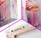 Elegant Cupcakes Canvas Print Horizontal Wall Art Wabi Sabi Art Pink Wall Kitchen Decor Minimalist Bakery Prints