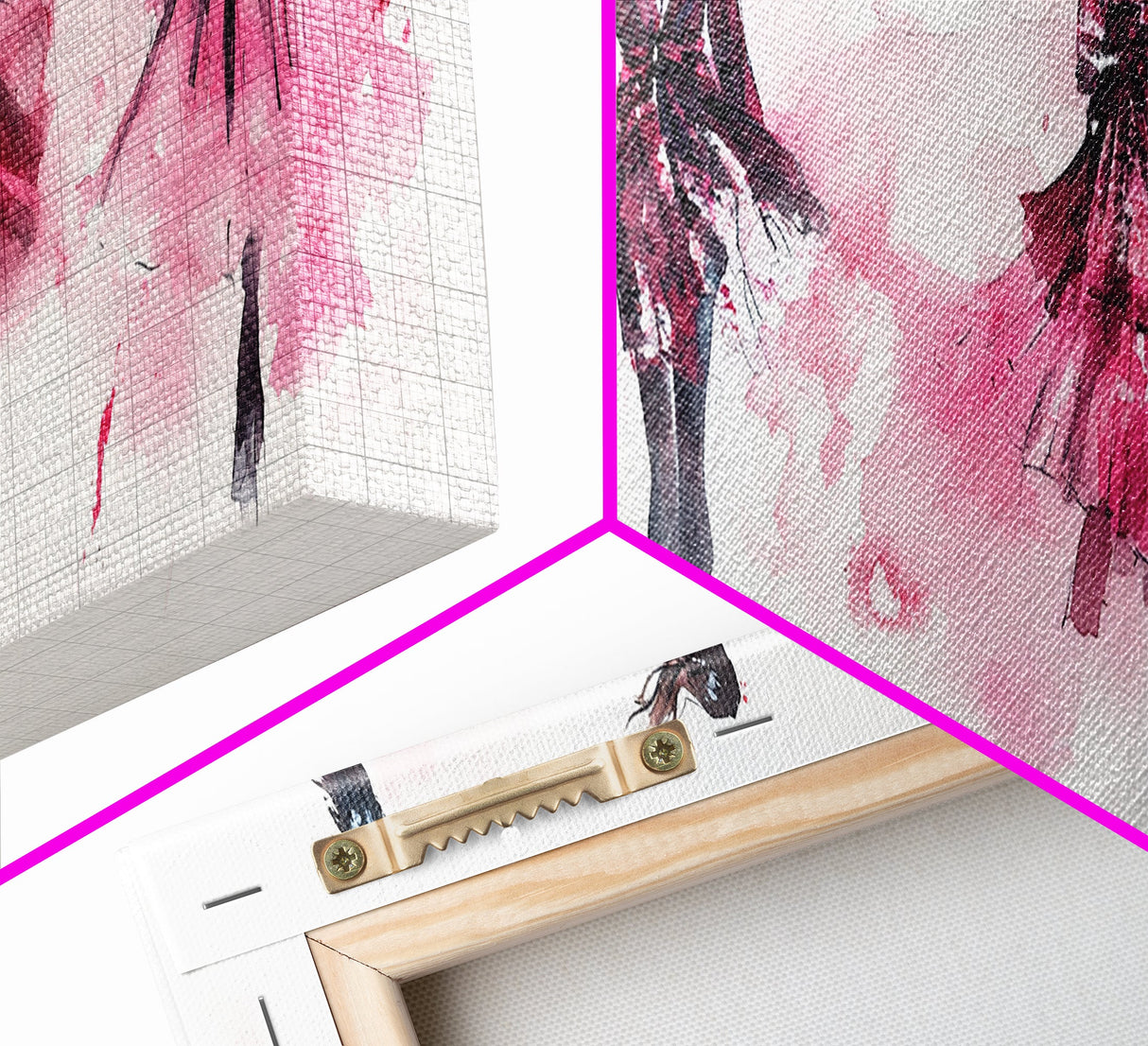 Fashion Silhouette Canvas Print Whimsical Art Pink Abstract Wall Art Minimalist Women’s Fashion Wall Art Bedroom Art Decor