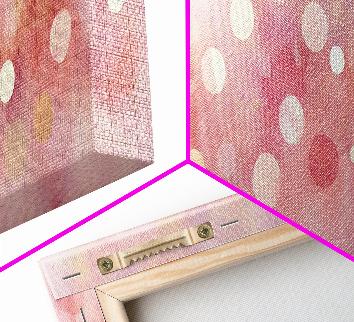 Framed Canvas Print of Light Pink Abstract Art with Geometric Circles Perfect as Dorm Wall Art or Minimalist Bedroom Wall Decor