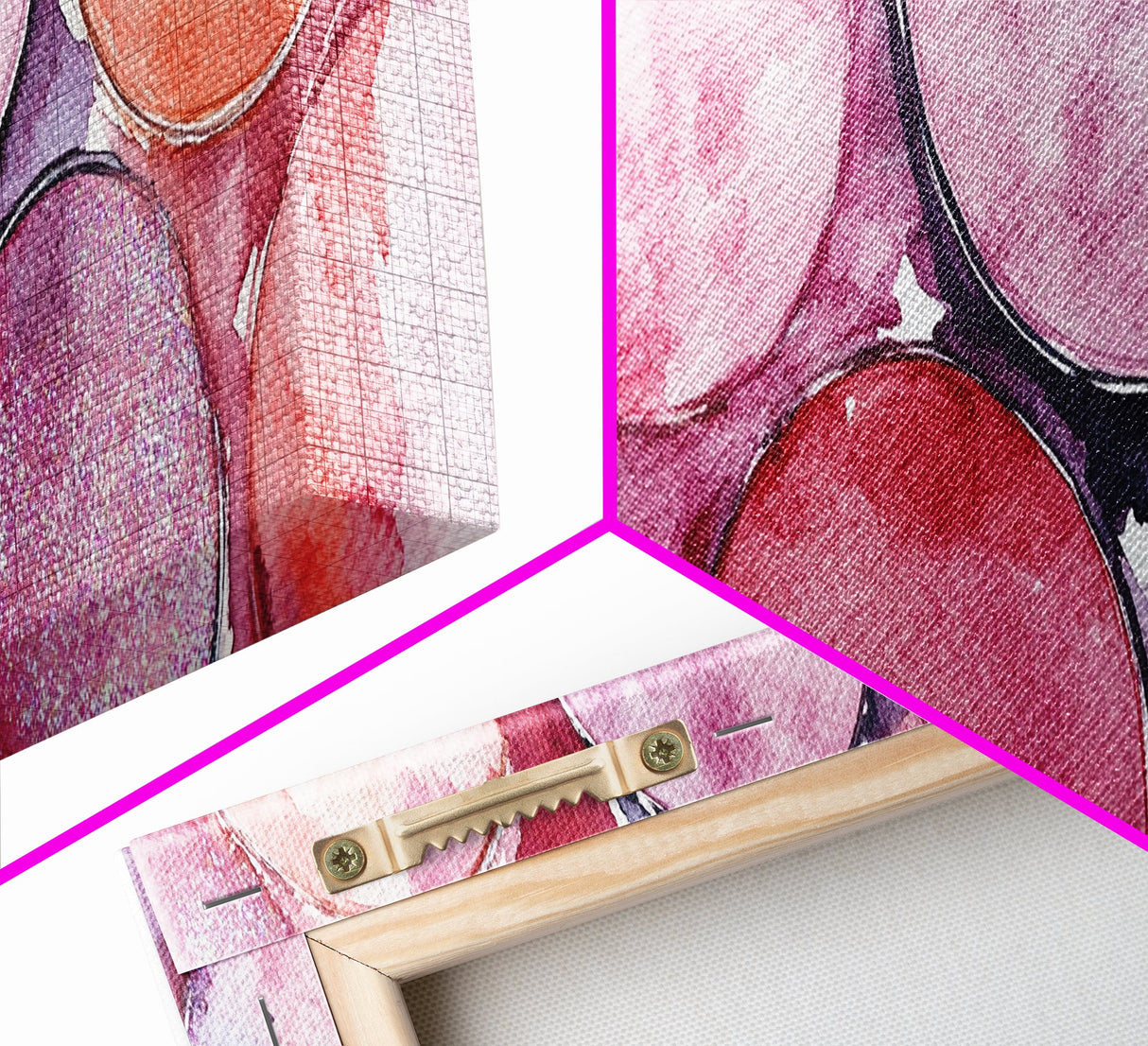 Glitter Eyeshadow Art Canvas Print Makeup Lover Decor Light Pink Abstract Wall Art Bedroom Aesthetic Makeup Room Glamorous Artwork