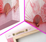 Elegant Fans Canvas Print with Cherry Blossom Art, Pink Wall Art, Whimsical Art for Living Room or Bedroom, Light Pink Decor Idea