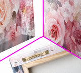Floral Bloom Canvas Print, Rose Painting with Soft Pastel Tones, Romantic Botanical Prints for Bedroom or Guest Room Decor