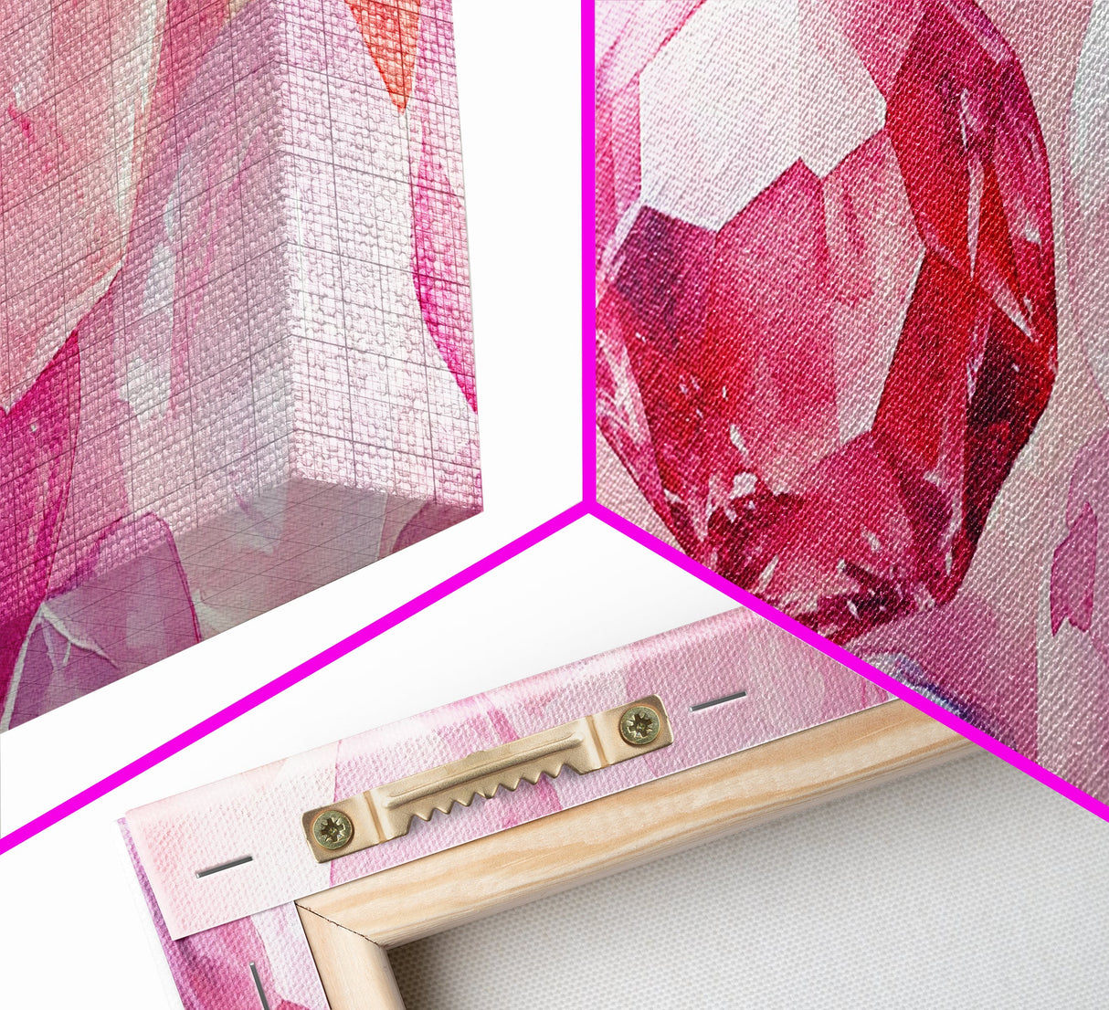 Gemstone Art Canvas Print, Pink Wall Art for Dorm, Light Pink Abstract Art, Whimsical Home Decor, Bedroom or Living Room Gift Idea