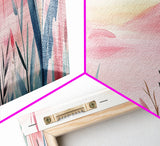 Wildflower Horizon Canvas Print, Light Pink Coastal Landscape Art, Panoramic Wall Art, Above Sofa Decor, Nature-Inspired Artwork