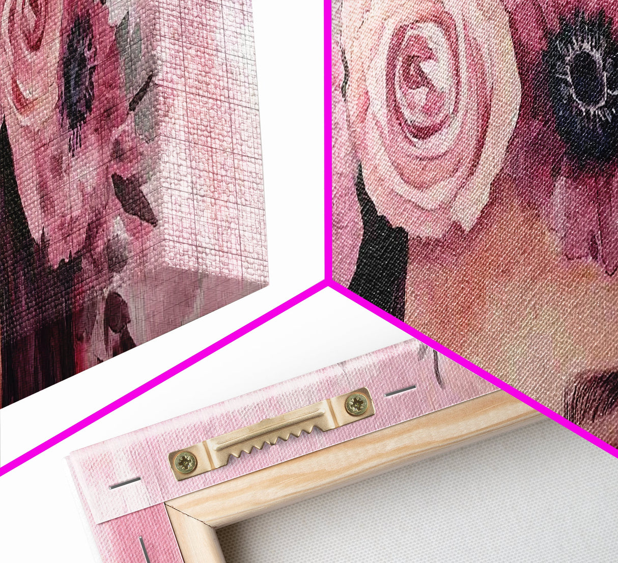 Floral Crown Canvas Print Pink Rose Painting Goddess Art Print Feminine Wall Art Botanical Artwork Whimsical Framed Bedroom Art