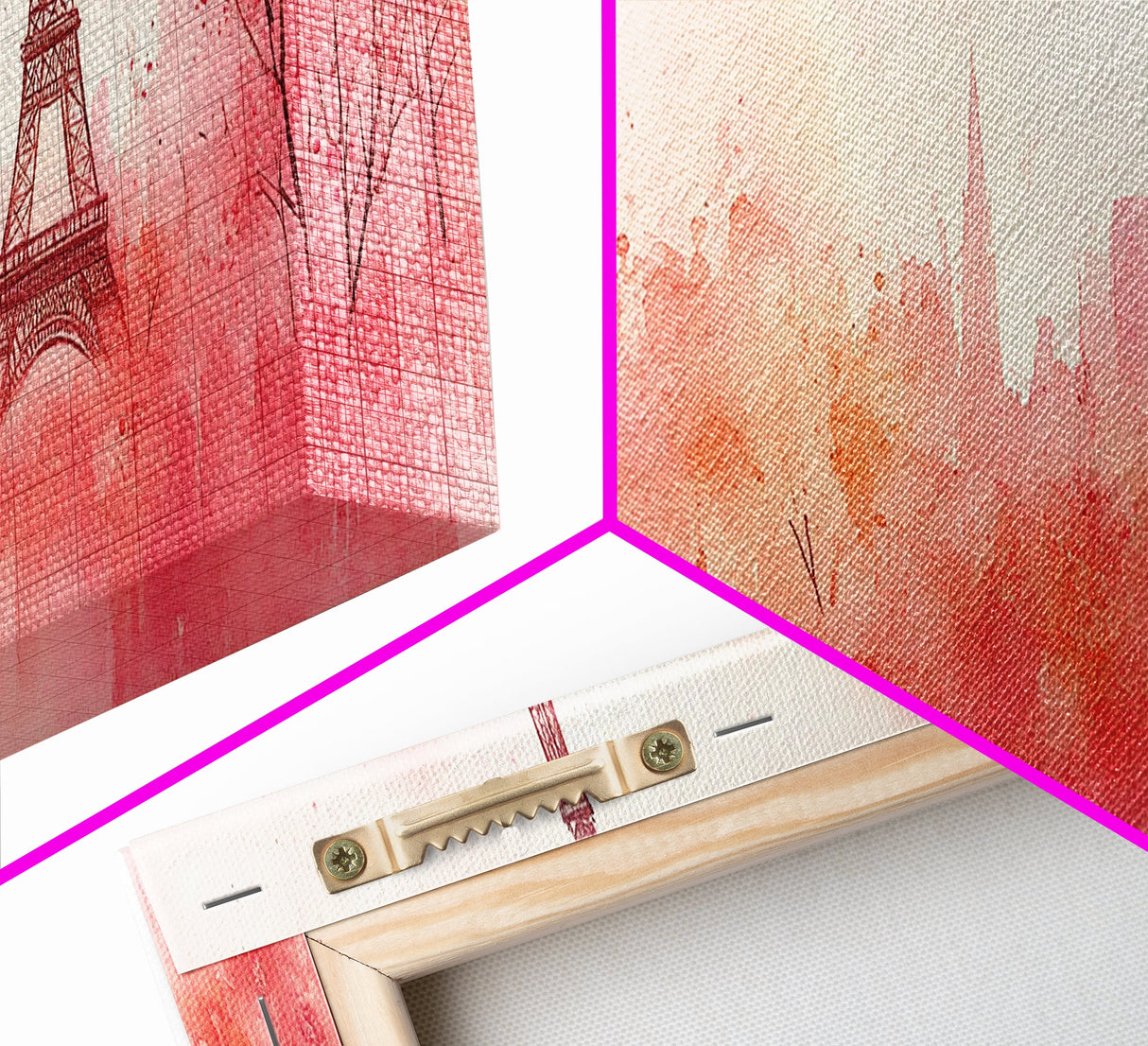 Eiffel Tower Blush Sky Canvas Print, Paris Landscape Art, Light Pink Wall Art, Romantic Artwork, Gift Idea For Her, Extra Wide Art