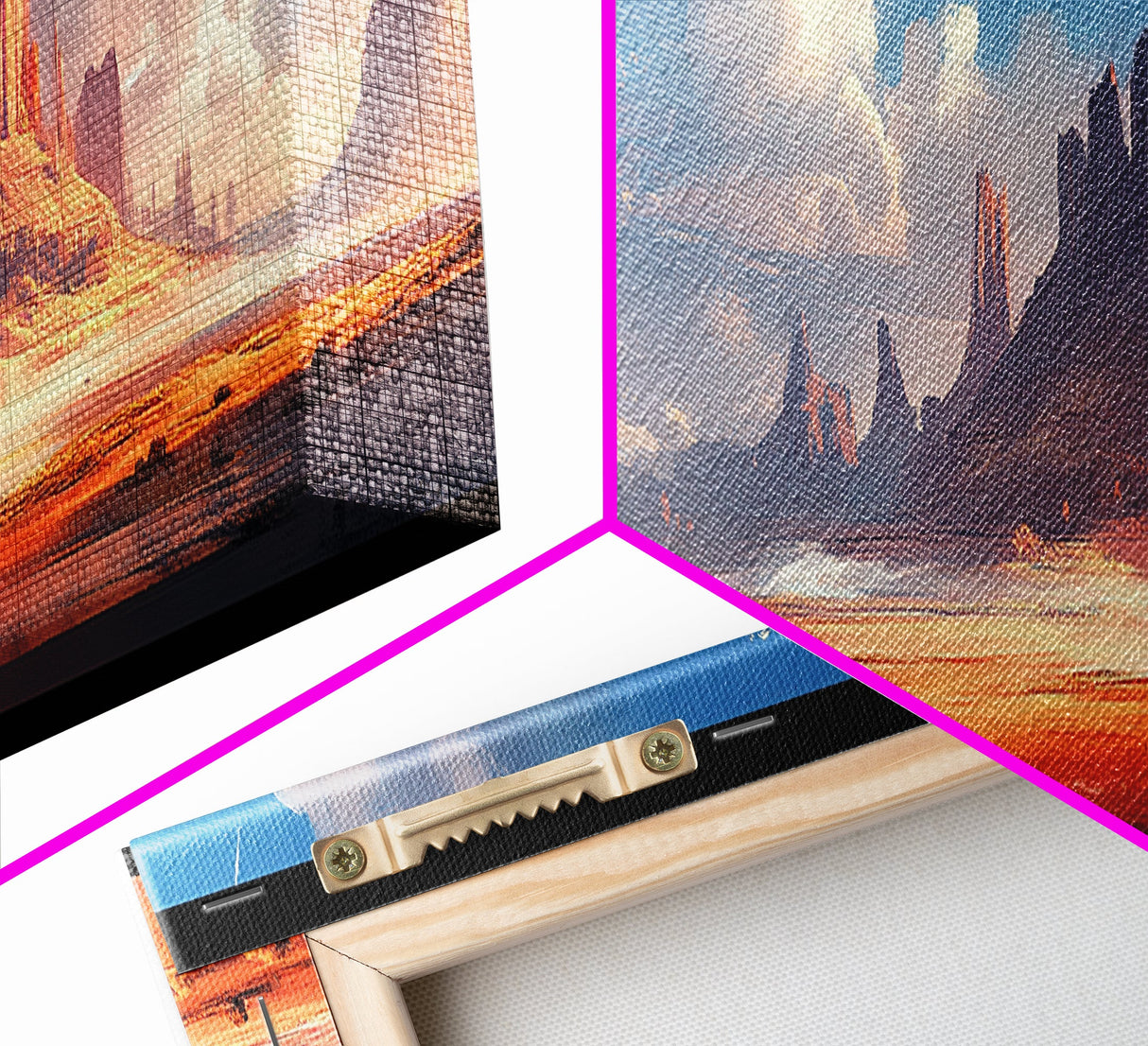 Majestic Desert Landscape Framed Canvas Print, Panoramic Painting, Southwest Wall Art, Above Bed Art, Rustic Decor, Living Room Art