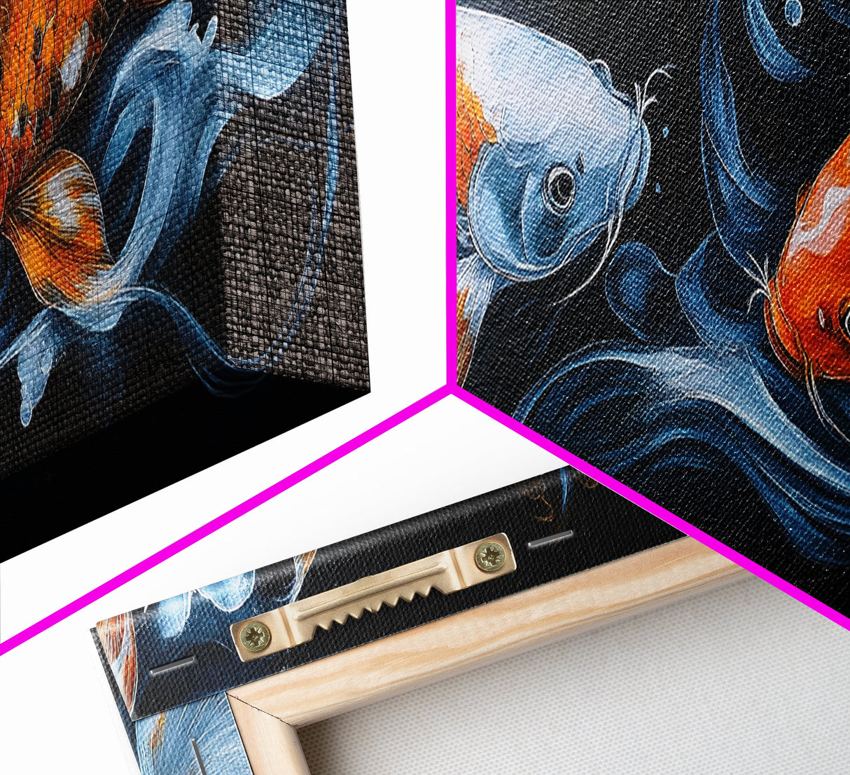 Dual Koi Serenity Canvas Print, Zen Wall Art, Coastal Wall Art, Rustic Decor, Teal Wall Art, Nautical Painting, Above Sofa Art