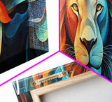 Bold Lion Profile Canvas Print, Whimsical Wall Art, Rustic Decor, Bedroom Art, Living Room Art, Vibrant Painting, Gift Idea