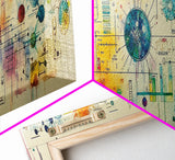 Framed Canvas Print of Science Art with Abstract Diagrams, Therapy Art, Brain Art, Panoramic Wall Art, Horizontal Living Room Art