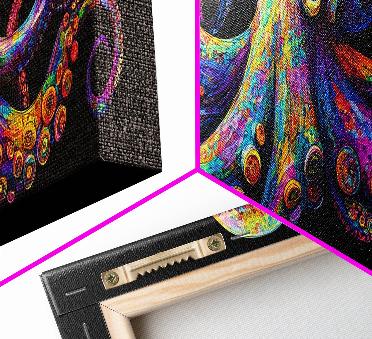 Vibrant Octopus Art Canvas Print Coastal Decor Nautical Wall Art Gift Idea Underwater Ocean Life Abstract Extra Wide Horizontal