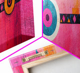 Pink Geometric Abstract Canvas Print Modern Wall Art Whimsical Boho Design Minimalist Art Long Narrow Extra Wide Statement Piece