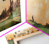 Japanese-Inspired Golf Scene Framed Canvas Print – Rustic Decor, Golf Art, Panoramic Art, Horizontal Wall Art, Gift Idea For Him