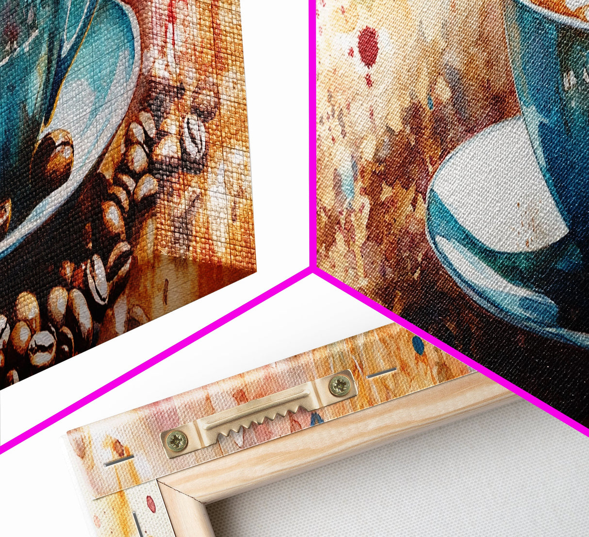 Latte Art Canvas Print, Coffee Wall Art Rustic Home Decor, Food Review Kitchen Art, Whimsical Art Gift Idea Cozy Kitchen Design