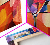 Martini Glass Framed Canvas Print Martini Wall Art Abstract Modern Cocktail Art Kitchen Bar Decor Bold Geometric Wall Artwork