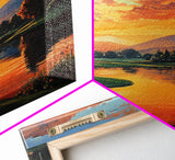 Golden Sunset Golf Framed Canvas Print, Landscape Wall Art, Rustic Horizontal Decor, Living Room Painting, Gift Idea for Him