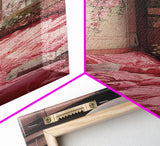 Cherry Blossom Dream Framed Canvas Print Light Pink Japanese Inspired Bedroom Art Cozy Home Floral Wall Decor Feminine Artwork Gift