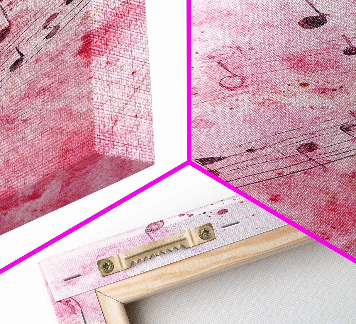 Pink Musical Notes Canvas Print, Whimsical Art, Music Lover Gift, Pink Wall Art for Dorm, Light Pink Wall Art, Artistic Decor, Living Room Art