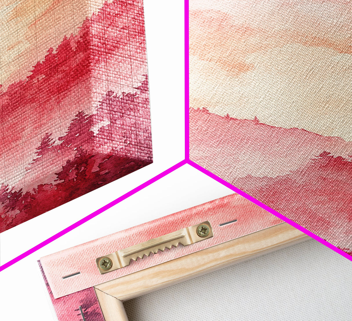 Pink Mountain Sunset Canvas Print, Landscape Painting, Smoky Mountain Art, Pink Orange Wall Art, Bedroom Art, Artistic Decor, Living Room Art