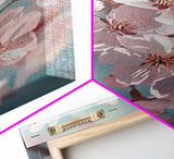 Japanese Sakura Canvas Print | Cherry Blossom Painting Art | Pastel Blue Floral Wall Art Gift Idea | Light Pink Bedroom Art