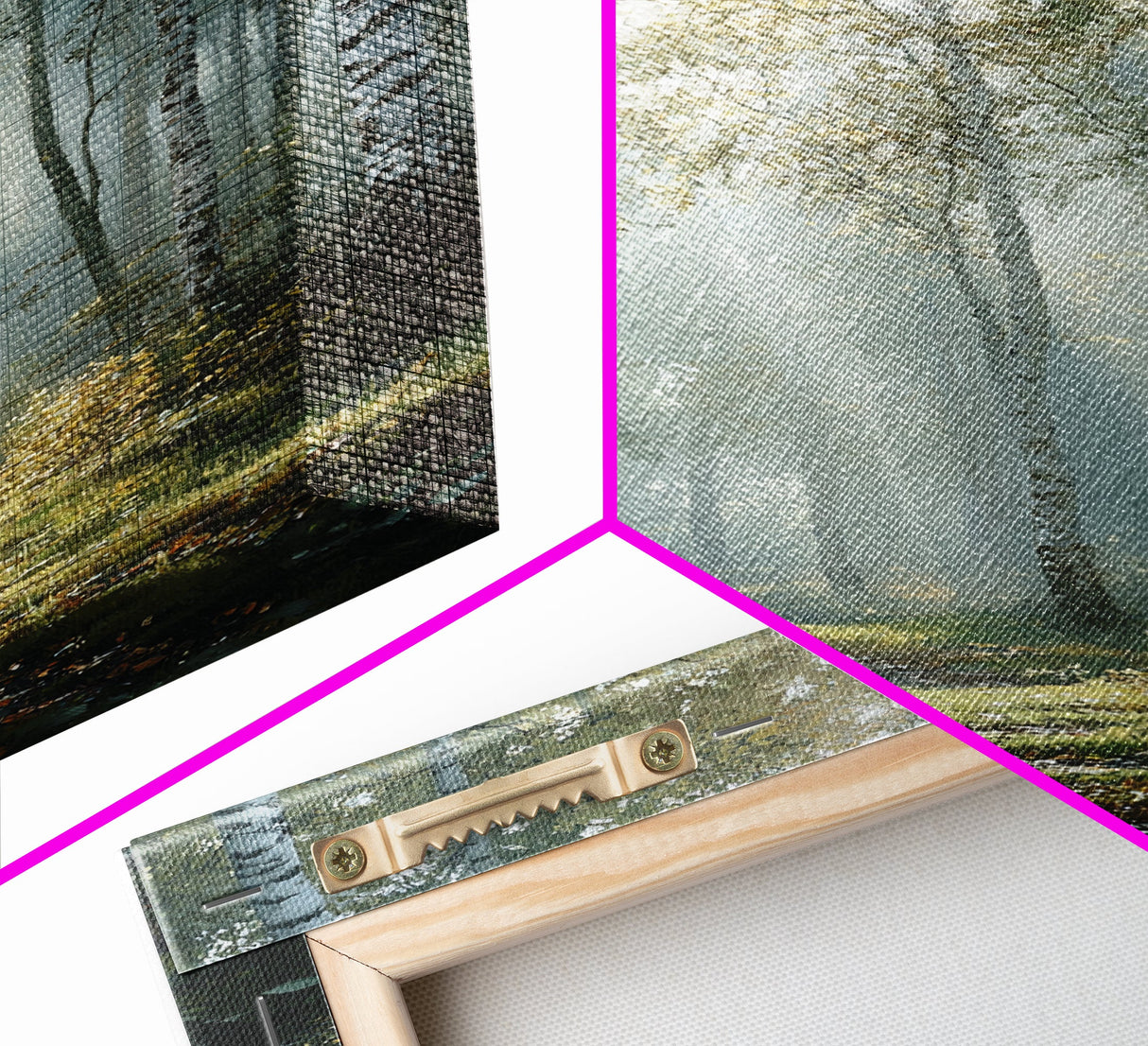 Birch Tree Painting Framed Canvas Print Rustic Wall Art Nature Landscape Gift Living Room Decor Tall Vertical Art for Home