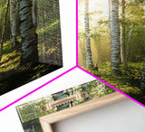 Morning Sunlight Birch Tree Art Canvas Print Natural Landscape Gift Rustic Farmhouse Vertical Artwork Home Decor Above Bed