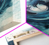 Swirling Teal Abstract Canvas Print Minimalist Coastal Art Modern Zen Wall Decor Living Room Gift Idea Unique Wabi Sabi
