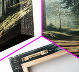 Forest Path Landscape Framed Canvas Print with Pine Tree Art, Rustic Decor and Serene Nature Above Sofa Artwork