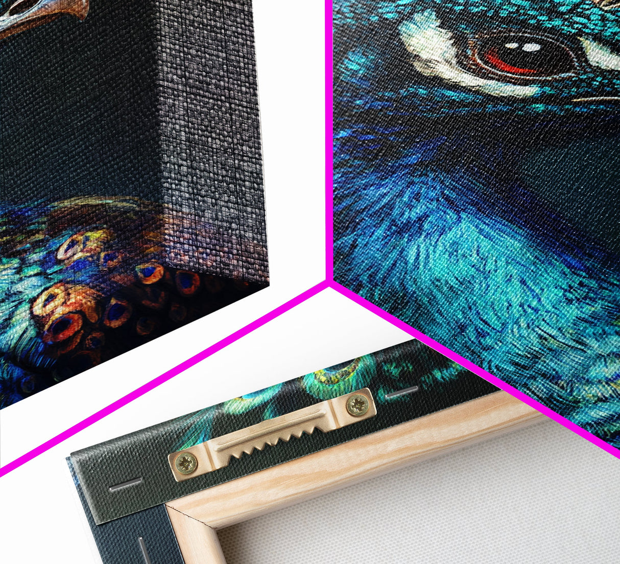 Vibrant Peacock Portrait Framed Canvas Print | Bold Peacock Wall Art | Tropical Bird Painting | Exotic Animal Art | Gift Idea