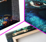 Vibrant Peacock Portrait Framed Canvas Print | Bold Peacock Wall Art | Tropical Bird Painting | Exotic Animal Art | Gift Idea