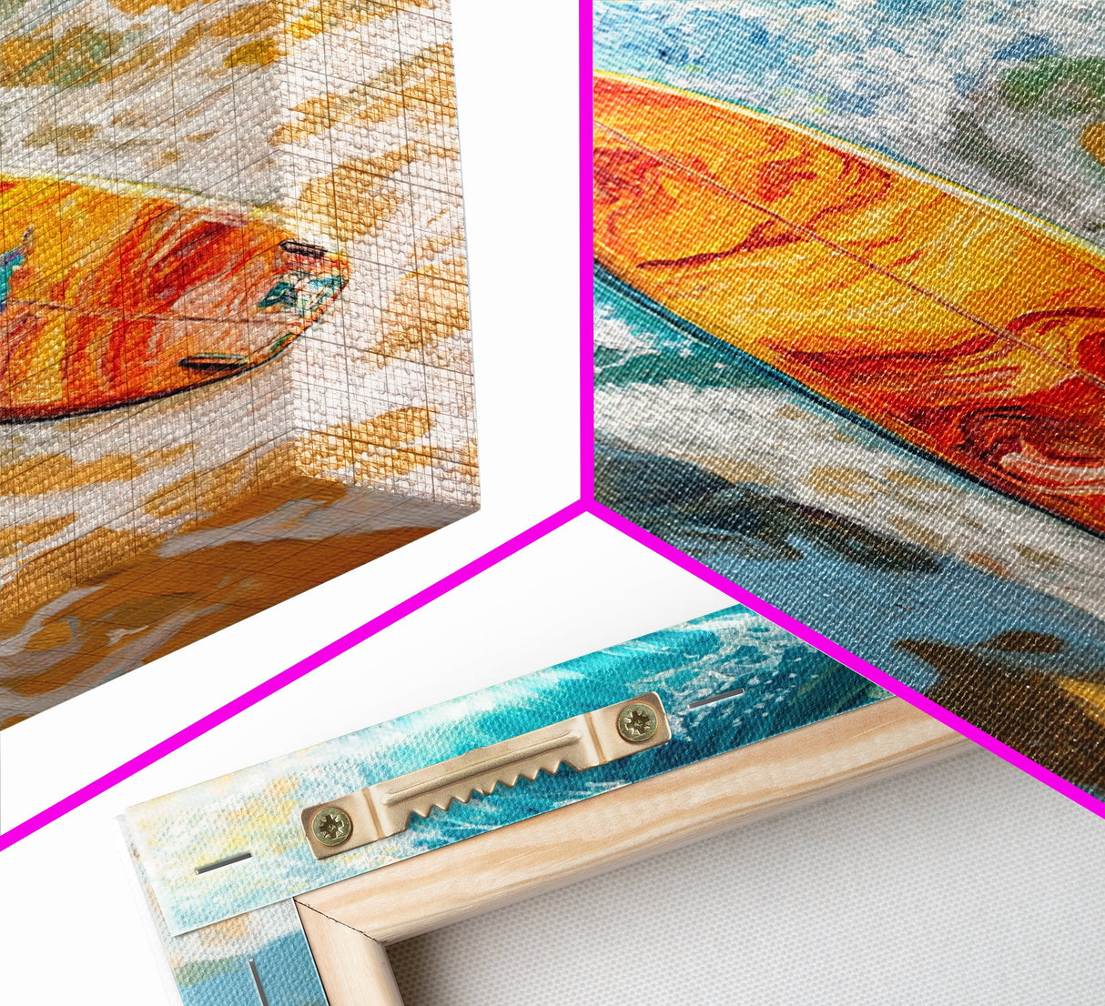 Surfboard Ocean Canvas Print with Coastal Landscape Art and Nautical Beach Decor for Summer Living Room or Bedroom Wall