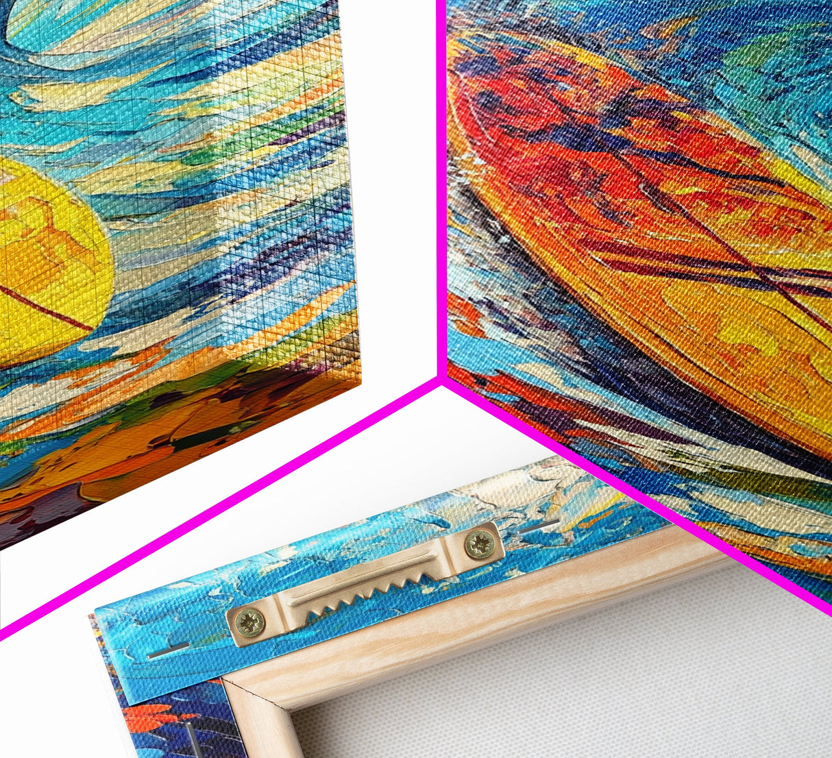 Energetic Surfboard Wave Canvas Print with Bold Abstract Coastal Painting and Nautical Decor for Extra Wide Wall Art Display