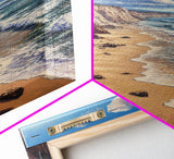 Sunny Beach Landscape Framed Canvas Print Coastal Seascape Painting Nautical Wall Art Gift Idea Bedroom Decor Rustic Nautical Painting