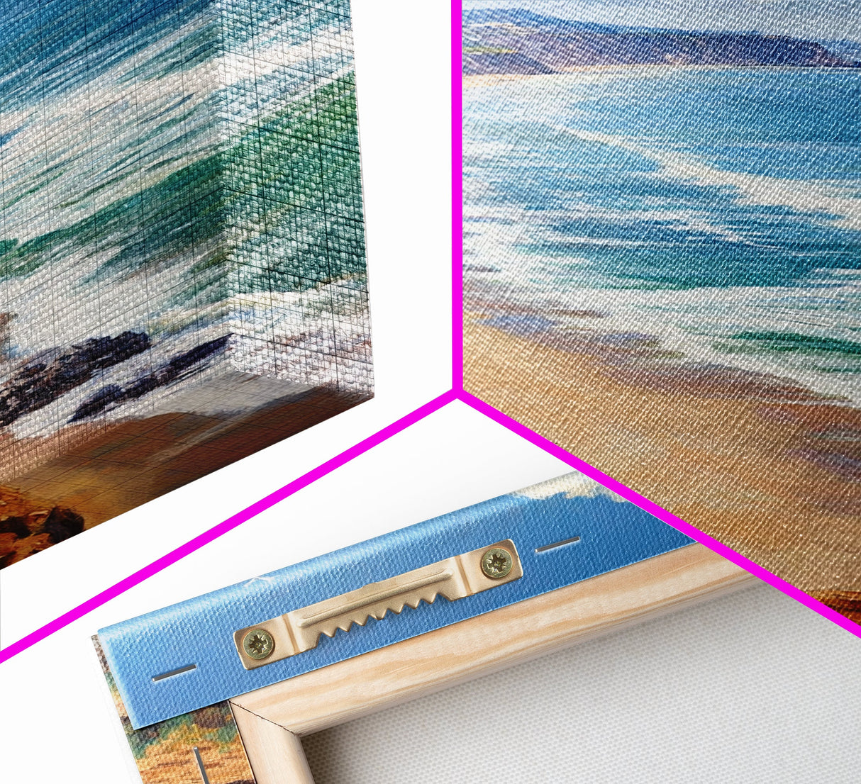 Panoramic Coastal Framed Canvas Print Blue Ocean View Nautical Landscape Art Extra Wide Wall Art Nautical Decor Living Room Beach Artwork