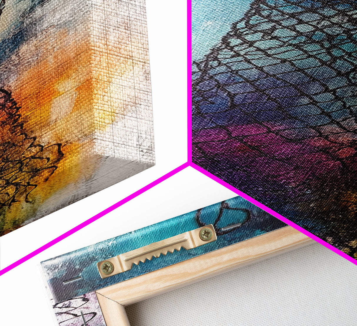 Fishing Net, nautical painting, ocean decor, rustic wall art, moody art, textured art, coastal decor, Canvas Print