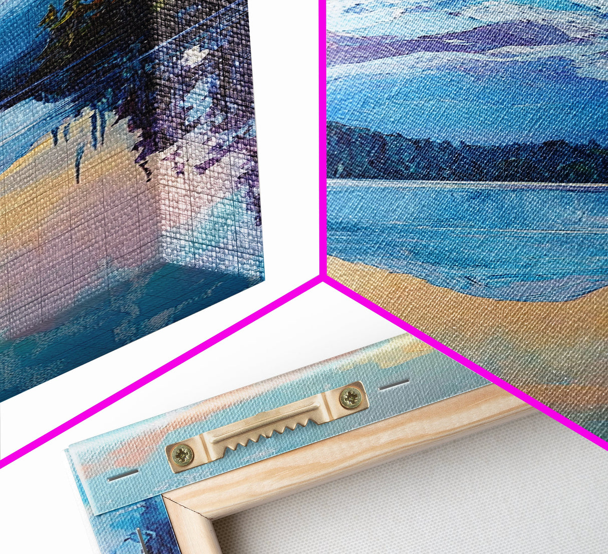 Sunset Mountain, lake Tahoe art, pine tree art, mountain painting, rustic wall art, above couch art, Framed Canvas Print