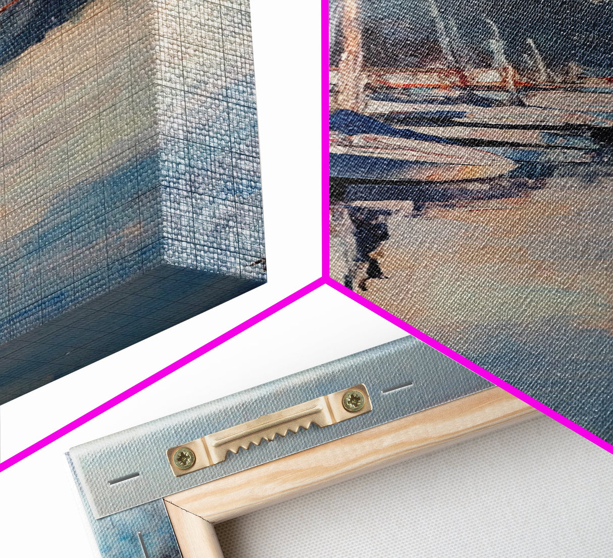 Harbor Boats, Nantucket painting, seascape painting, lake Tahoe art, rustic wall art, gift idea for her, Canvas Print, living room art