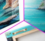Cliffs and Sea, Coastal Landscape Art, Nautical Wall Art, Ocean View, Seascape Painting, Tall Narrow Art, Canvas Print