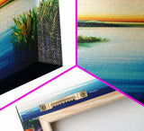 Sunset Lake, Smoky Mountain Art, Moody Art, Panoramic Art, Above Couch Art, Coastal Wall Art, Tall Narrow Art, Canvas Print