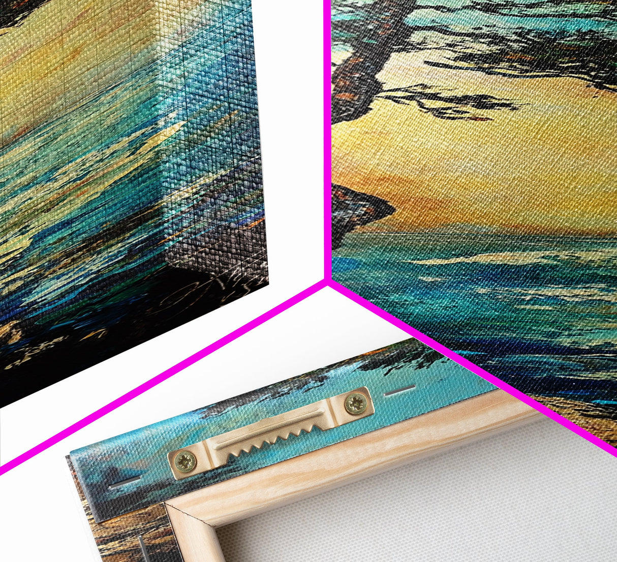 Windblown Pine, Ocean Painting, Moody Art, Coastal Landscape, Nautical Decor, Framed Canvas Print, Bedroom Art