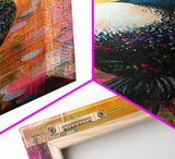 Loon painting, bird art, whimsical art, colorful art, tall narrow art, framed canvas print, moody art, bedroom decor, modern style