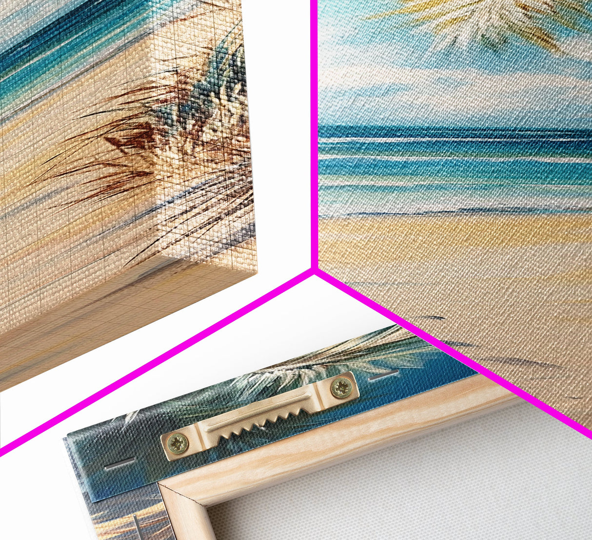 Tropical Beach, coastal painting, nautical decor, palm tree painting, Hawaii art, coastal cowgirl wall art, Framed Canvas Print