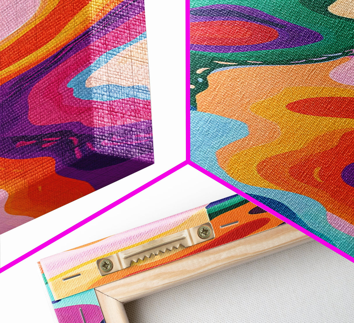 Abstract Swirls, pink orange wall art, geometric wall art, bold colorful art, modern minimalist art, blotter art, Canvas Print