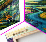 Rolling Hills, Ireland painting, wildflower painting, green wall art, farmhouse decor, Framed Canvas Print, landscape painting
