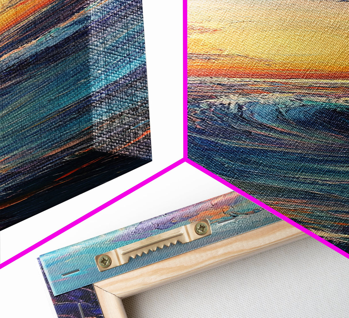Ocean Wave, Coastal Wall Art, Seascape Painting, Surf Wall Art,Extra Wide Art, Bedroom Art, Framed Canvas Print