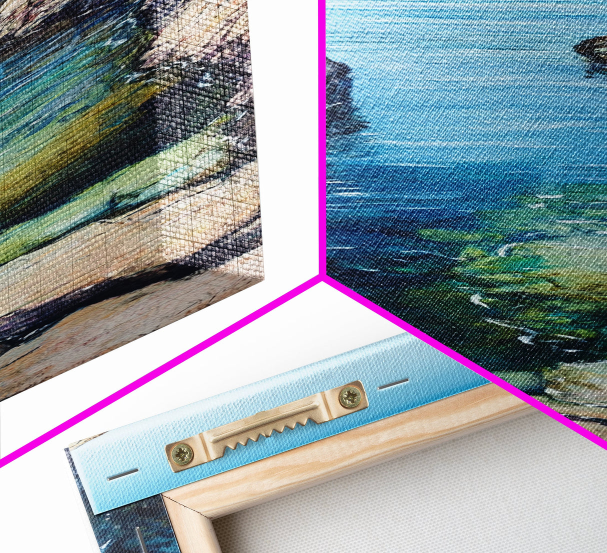Seaside Escape, Blue Waters, Cliffside View, Canvas Print, coastal wall art, nautical decor, above bed wall art, seascape painting