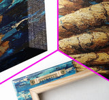Nautical Rope, Blue Abstract, Textured Art, Framed Canvas Print, nautical decor, coastal wall art, rustic art, wabi sabi art