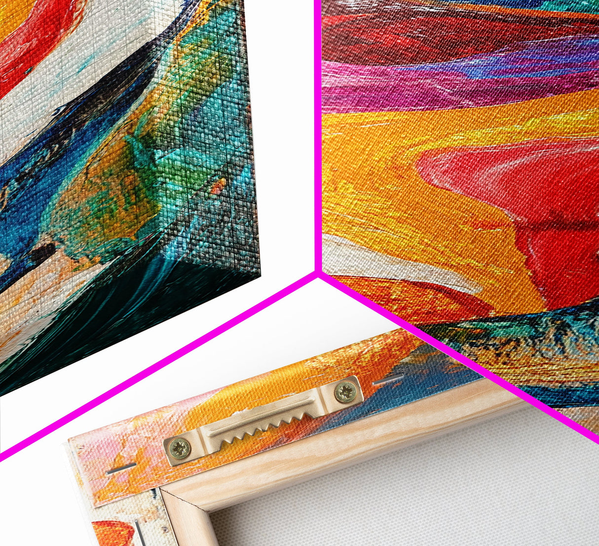 Fiery Abstract, Color Explosion, Dynamic Painting, Framed Canvas Print, pink orange wall art, bold abstract art, modern art, vibrant art